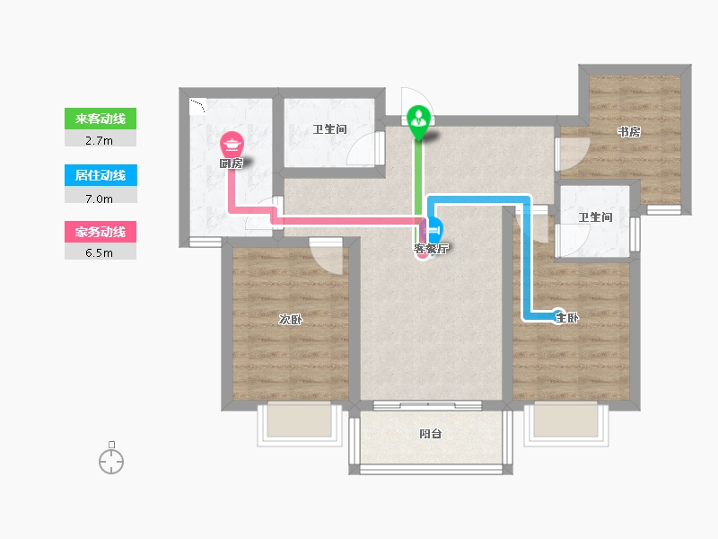 山西省-长治市-金城名邸-71.14-户型库-动静线