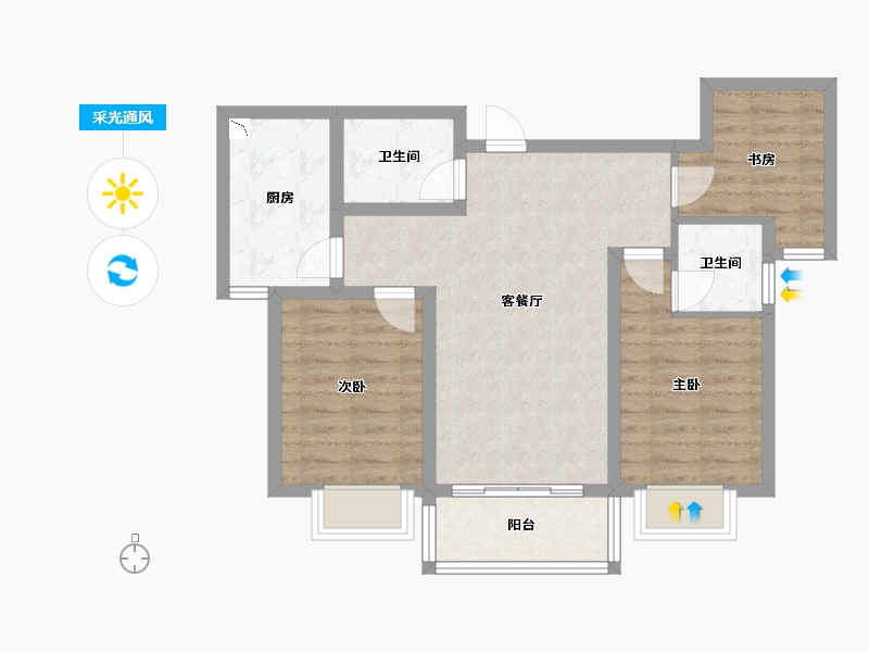 山西省-长治市-金城名邸-71.14-户型库-采光通风