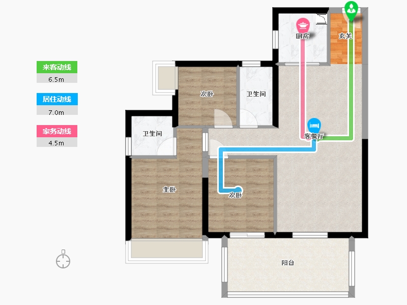 广西壮族自治区-南宁市-凯旋1号上水湾-84.55-户型库-动静线