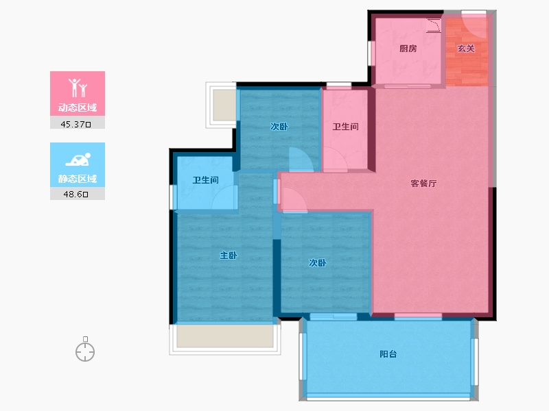 广西壮族自治区-南宁市-凯旋1号上水湾-84.55-户型库-动静分区