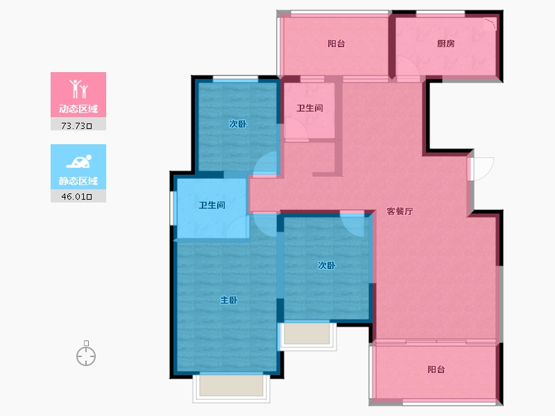 湖南省-怀化市-公园央著-106.78-户型库-动静分区