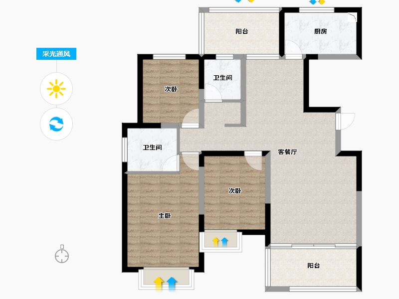 湖南省-怀化市-公园央著-106.78-户型库-采光通风