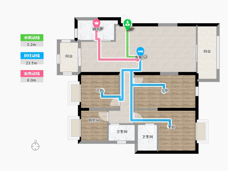 湖南省-长沙市-梅溪湖金茂湾-106.57-户型库-动静线