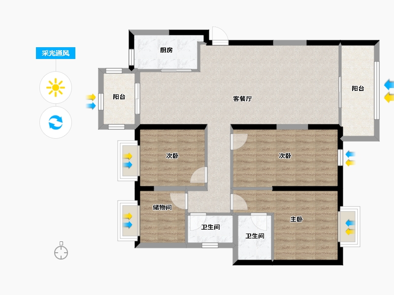 湖南省-长沙市-梅溪湖金茂湾-106.57-户型库-采光通风