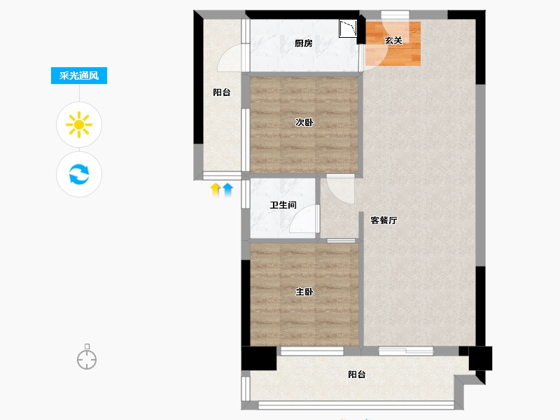 广西壮族自治区-南宁市-鑫邦华府-66.79-户型库-采光通风