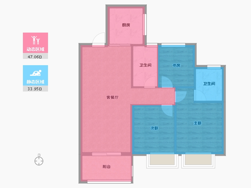 江苏省-苏州市-联发棠颂-73.05-户型库-动静分区