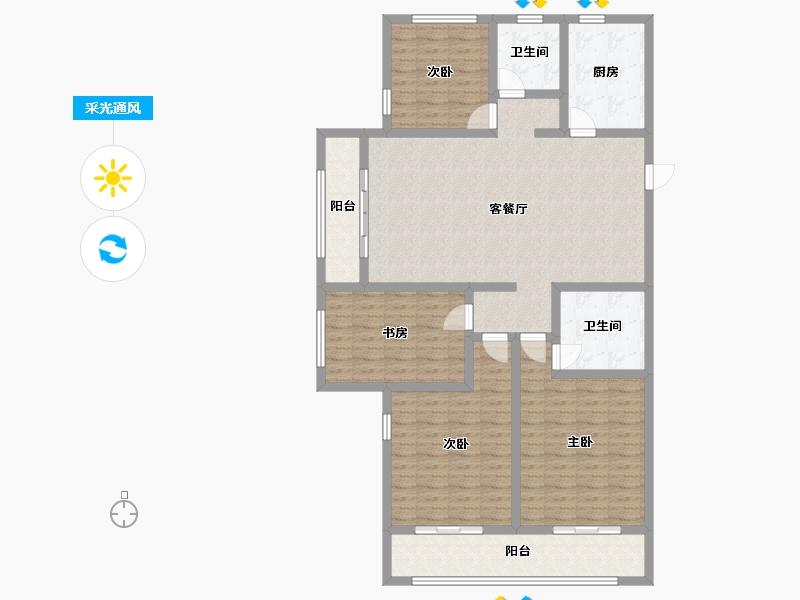 山东省-菏泽市-菏泽佳和广场-135.21-户型库-采光通风