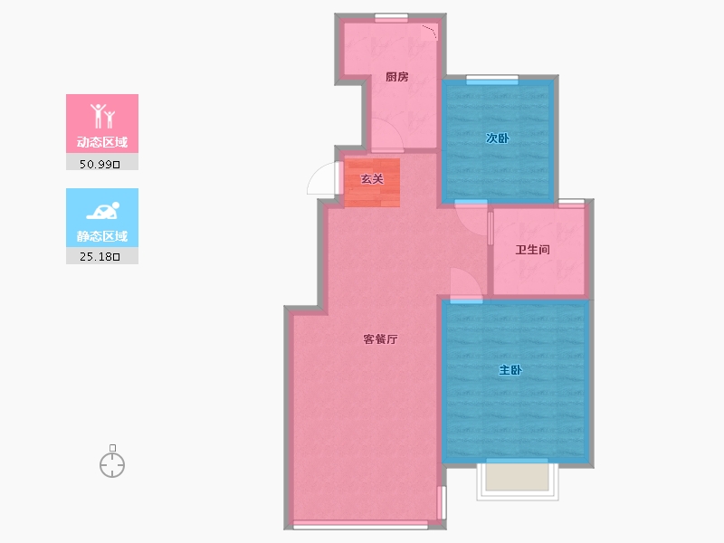 山东省-青岛市-鑫江・桂花园・汀香-68.00-户型库-动静分区