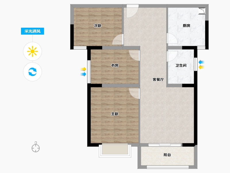 河南省-濮阳市-海晟名居-90.00-户型库-采光通风