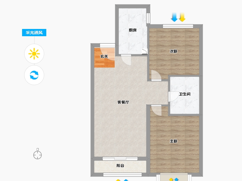 山东省-青岛市-鑫江・水青花都丨观山-68.80-户型库-采光通风