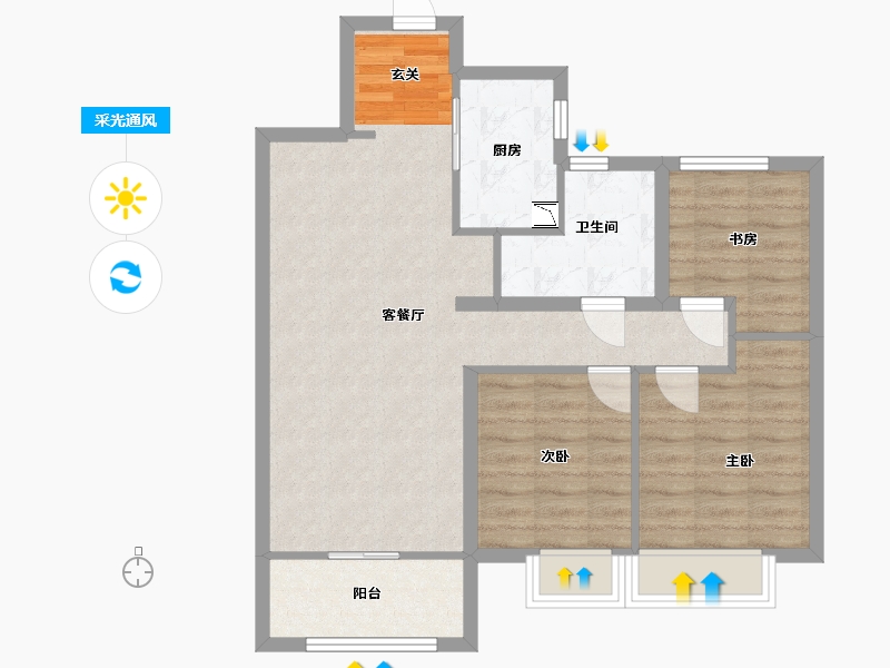 山东省-青岛市-中建锦绣天地-76.80-户型库-采光通风