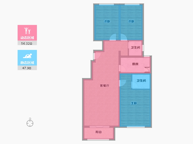 河北省-沧州市-庆丰花园3期-92.44-户型库-动静分区