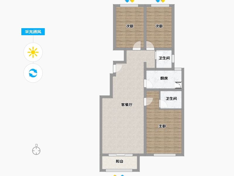 河北省-沧州市-庆丰花园3期-92.44-户型库-采光通风