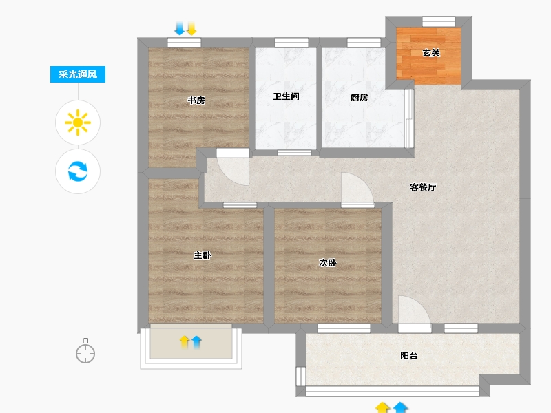 山东省-青岛市-金茂智慧国际城-60.22-户型库-采光通风