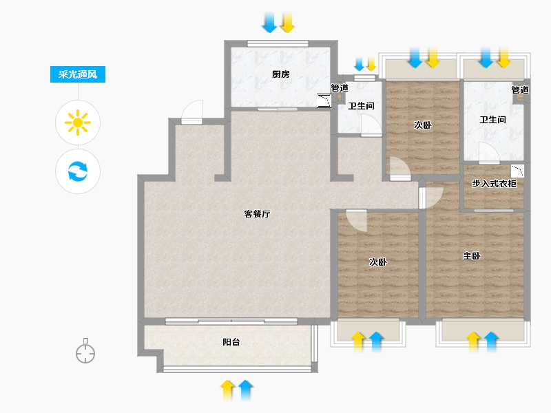 安徽省-芜湖市-伟星政务壹号-128.00-户型库-采光通风