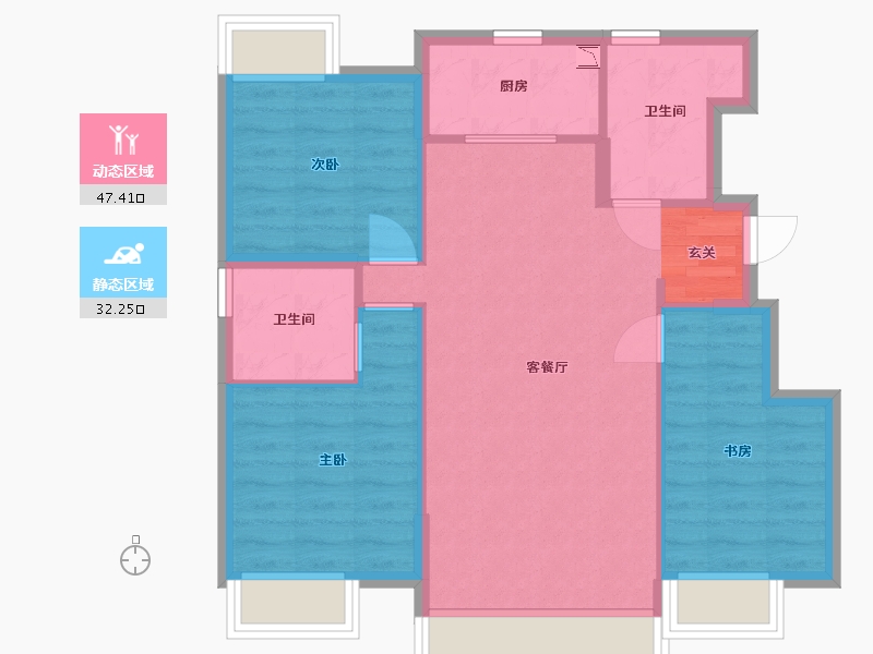 辽宁省-大连市-保利堂悦-71.60-户型库-动静分区