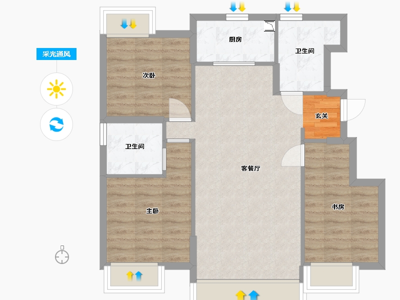 辽宁省-大连市-保利堂悦-71.60-户型库-采光通风