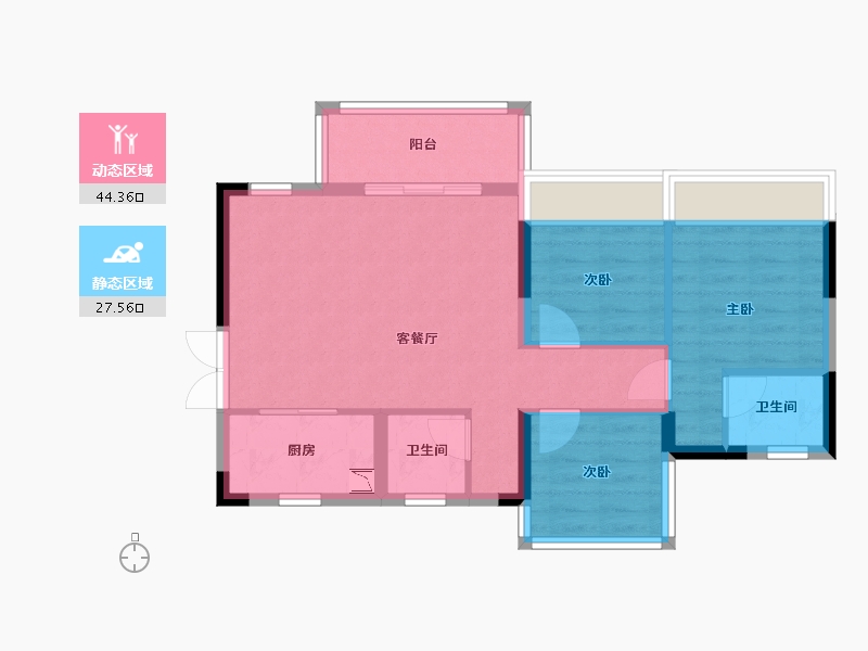 四川省-遂宁市-和喜・公园里-63.97-户型库-动静分区