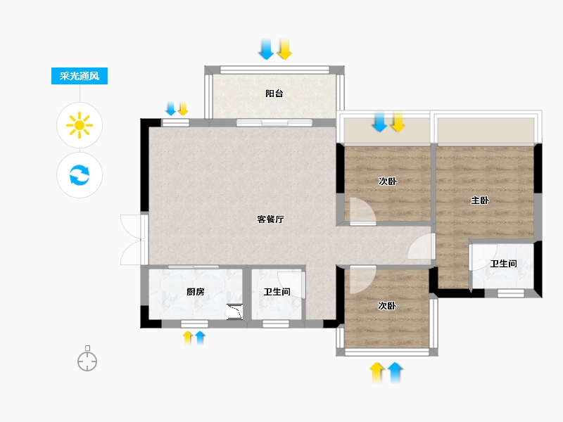 四川省-遂宁市-和喜・公园里-63.97-户型库-采光通风