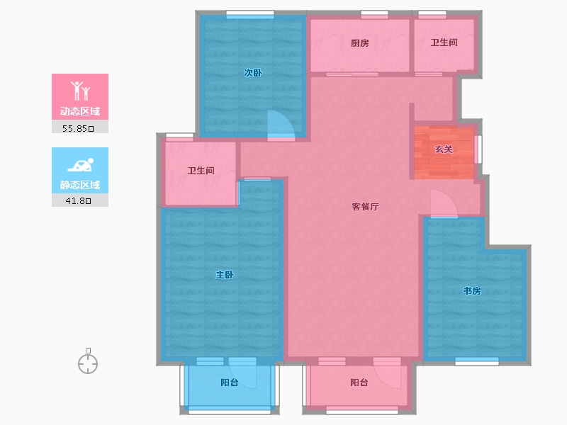 辽宁省-大连市-西府御棠-86.54-户型库-动静分区