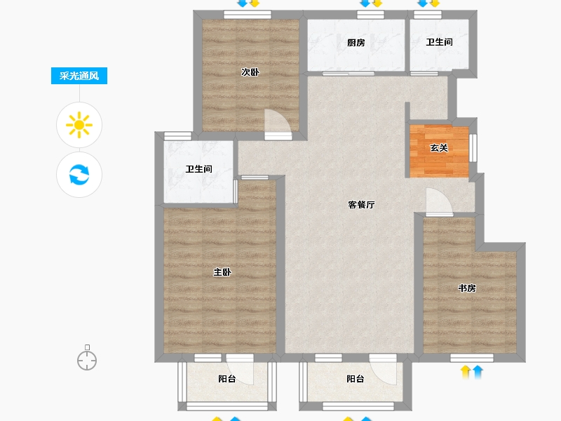 辽宁省-大连市-西府御棠-86.54-户型库-采光通风