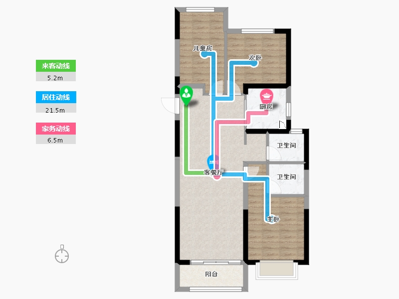 山东省-济南市-瑞锦台花园-86.47-户型库-动静线