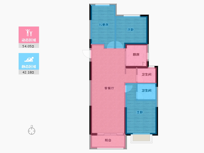 山东省-济南市-瑞锦台花园-86.47-户型库-动静分区