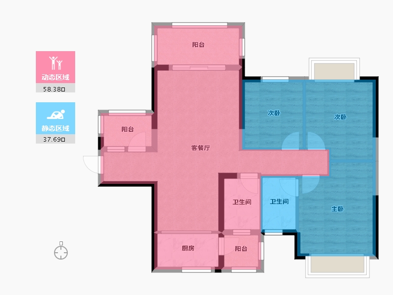 广西壮族自治区-柳州市-君悦兰亭-85.61-户型库-动静分区