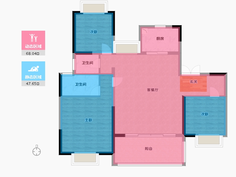 江苏省-南通市-春风里-104.85-户型库-动静分区