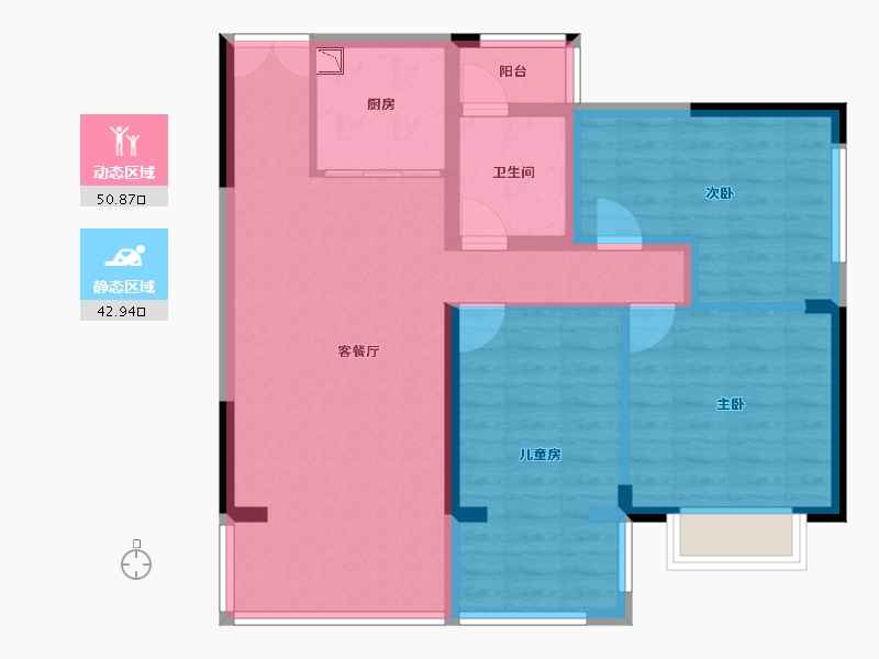 湖南省-益阳市-中辰明珠花苑-83.56-户型库-动静分区