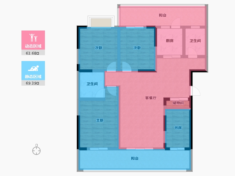 四川省-成都市-西郡兰庭-117.87-户型库-动静分区