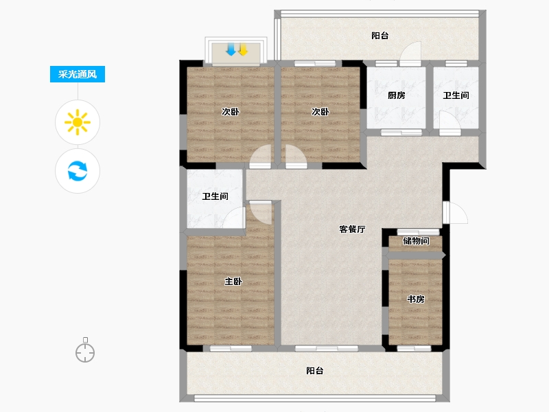 四川省-成都市-西郡兰庭-117.87-户型库-采光通风