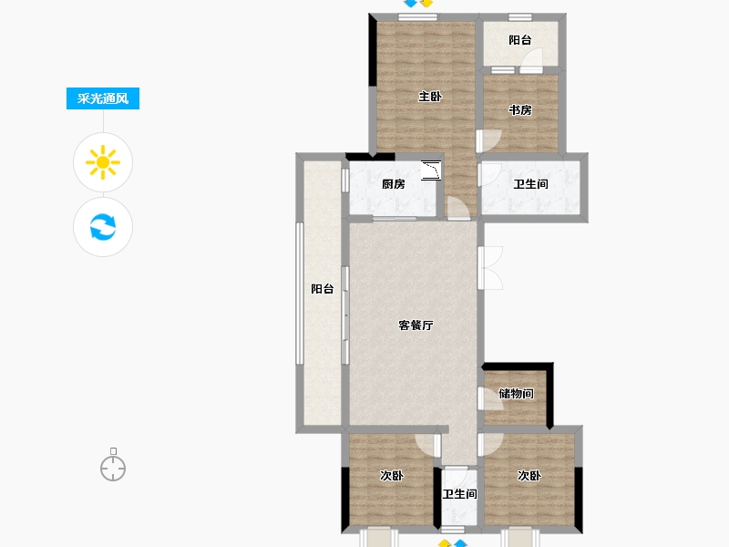 重庆-重庆市-绿城两江御园-110.52-户型库-采光通风