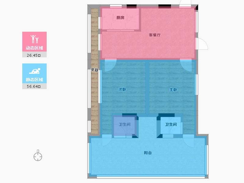 广东省-汕头市-黄金海岸花园三区-76.00-户型库-动静分区