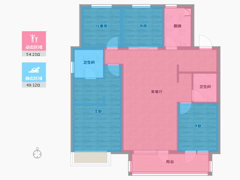 辽宁省-沈阳市-华发首府-92.05-户型库-动静分区