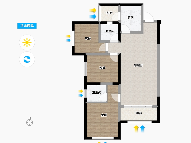 四川省-凉山彝族自治州-金色学府-74.53-户型库-采光通风