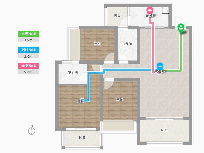 贵州省-遵义市-绥阳林达阳光城-88.91-户型库-动静线