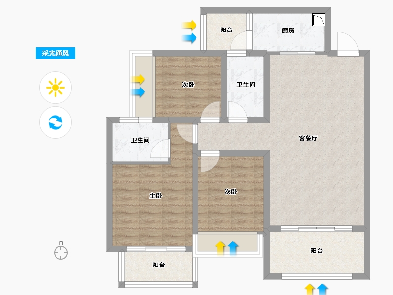 贵州省-遵义市-绥阳林达阳光城-88.91-户型库-采光通风