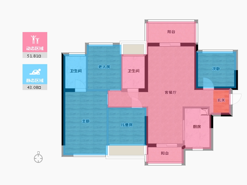 广东省-佛山市-龙光天曜-83.95-户型库-动静分区