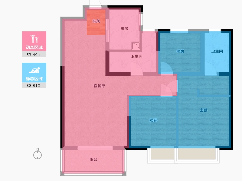 广东省-佛山市-国瑞华庭-81.60-户型库-动静分区