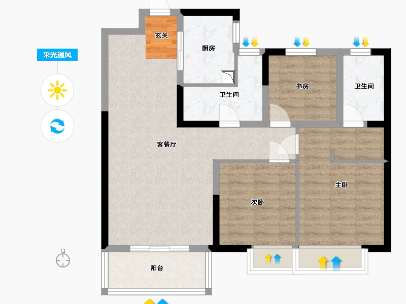 广东省-佛山市-国瑞华庭-81.60-户型库-采光通风