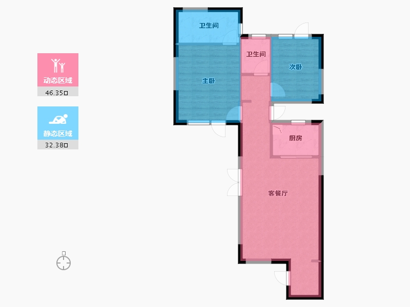 河北省-张家口市-万科・京城上方-71.62-户型库-动静分区