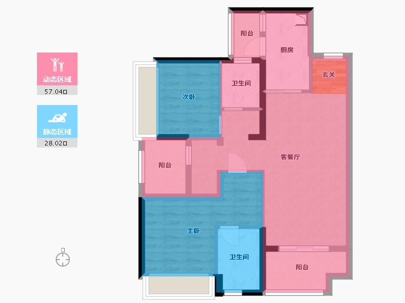 广东省-佛山市-招商岸芷汀兰-74.40-户型库-动静分区