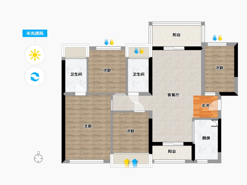 广东省-佛山市-龙光・天阙-89.37-户型库-采光通风