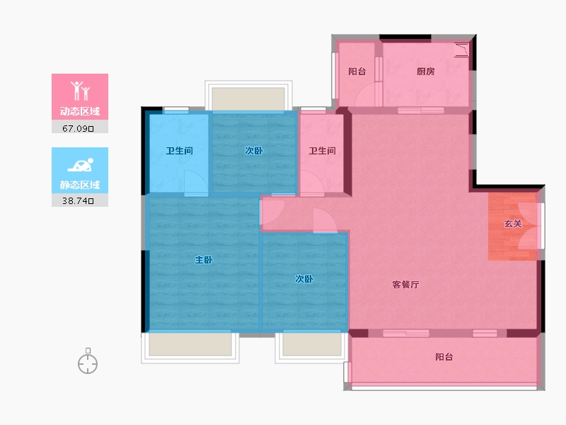 广东省-佛山市-润汉幸福汇广场-95.58-户型库-动静分区