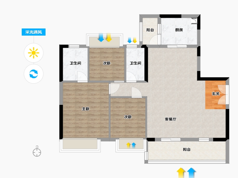 广东省-佛山市-润汉幸福汇广场-95.58-户型库-采光通风