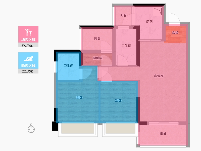 广东省-佛山市-禹洲・朗廷湾-64.13-户型库-动静分区