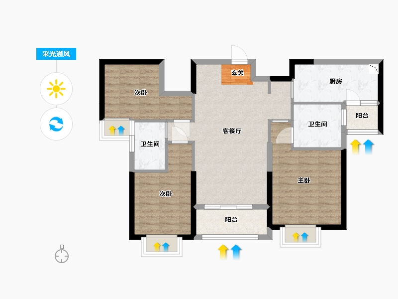 广东省-佛山市-佛山恒大御澜庭-81.91-户型库-采光通风