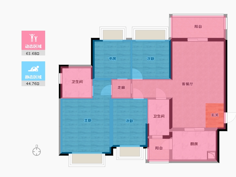 广东省-佛山市-佛山恒大御澜庭-96.34-户型库-动静分区