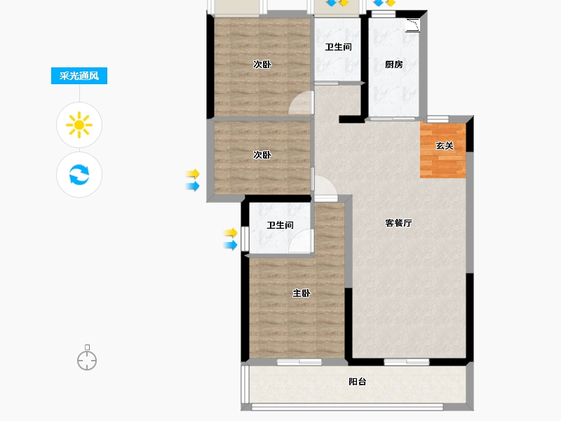 广东省-佛山市-国瑞温泉城-89.38-户型库-采光通风